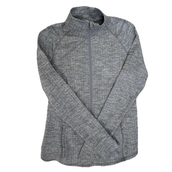 Old Navy Active Go Dry Women's Gray Zip-Up Jacket Size Medium Runs Large B&W - Picture 1 of 6